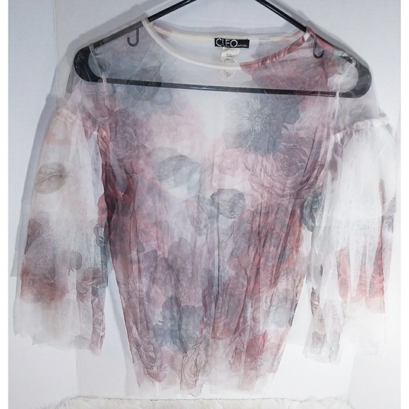cleo Tops - Cleo Apparel Sheer Off White Ruffle Top